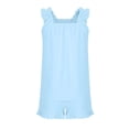 thumbnail image 5 of mgoYE Girl Sets Size 7-8 Girls Summer 2 Piece Outfits Butterfly Bow Sleeveless Tunic Tops and Floral Print Shorts Cute Clothes(Light Blue,11-12 Years), 5 of 7