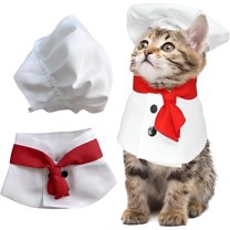 GASTROPOD Dog Cat Chef Costume, 2 Pack Dog Costumes Chef Hat and Tie Collar Set, Pet Chef Uniform Clothes for Small Dogs Cats Puppy Kitten, Cosplay Party Cook Outfit