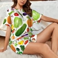 thumbnail image 4 of Balery Vegetables2 Conjunto de Pijama para Mujer con Estampado, Dos Piezas de Manga Corta y Shorts, Ropa de Dormir Suave con Cuello Redondo y Bolsillos-X-Large, 4 of 6