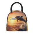 thumbnail image 1 of Balery Sunset Dancing Dolphin A Bolsa de Almuerzo para Mujeres, Caja de Almuerzo, Bolsa de Almuerzo Pequeña Impermeable, Tote de Almuerzo Reutilizable con Gran Capacidad, 1 of 6