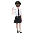 thumbnail image 1 of Disfraces de piloto para niños Cosplay infantil para niños y niñas, disfraz de azafata, uniformes de rendimiento de la Fuerza Aérea de avión, incluye conjunto, gafas de sol, 1 of 5