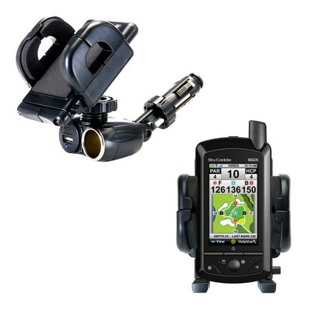 Dual USB / 12V Charger Car Cigarette Lighter Mount and Holder for the SkyGolf SkyCaddie SGX