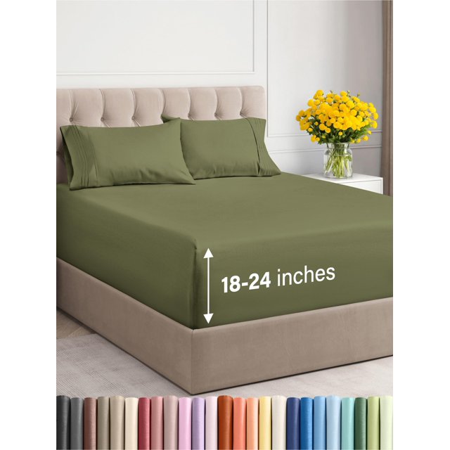 Juego de sábanas CGK Unlimited Extra Deep Pocket Queen Green