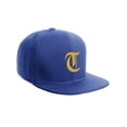 thumbnail image 2 of Daxton Classic Snapback Hat Old English Font Alphabet A to Z Flat Bill Visor Cap, Royal Hat, Gold T, 2 of 3