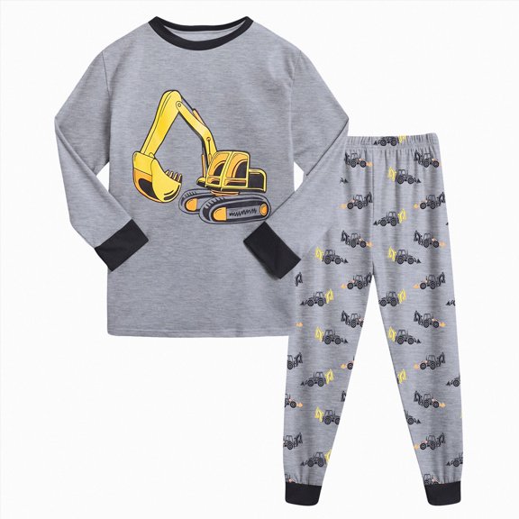 Gerichy Boys Pajamas Truck Cotton Sleepwear Toddler Kids 2 Piece Long Sleeve Pjs Outfits Daily Wear 2T-9T