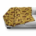 thumbnail image 3 of Hawaiian Soft Flannel Fleece Blanket, Ocean Sea Island Themed Pattern with Palm Trees on Vivid Circled Backdrop, Cozy Plush for Indoor and Outdoor Use, 50" x 60", Marigold and Brown, by Ambesonne, 3 of 6