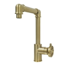 Kingston Brass KS144RXBB Belknap One-Handle Single-Hole Bathroom Faucet with Push Pop-Up Drain, Brushed Brass