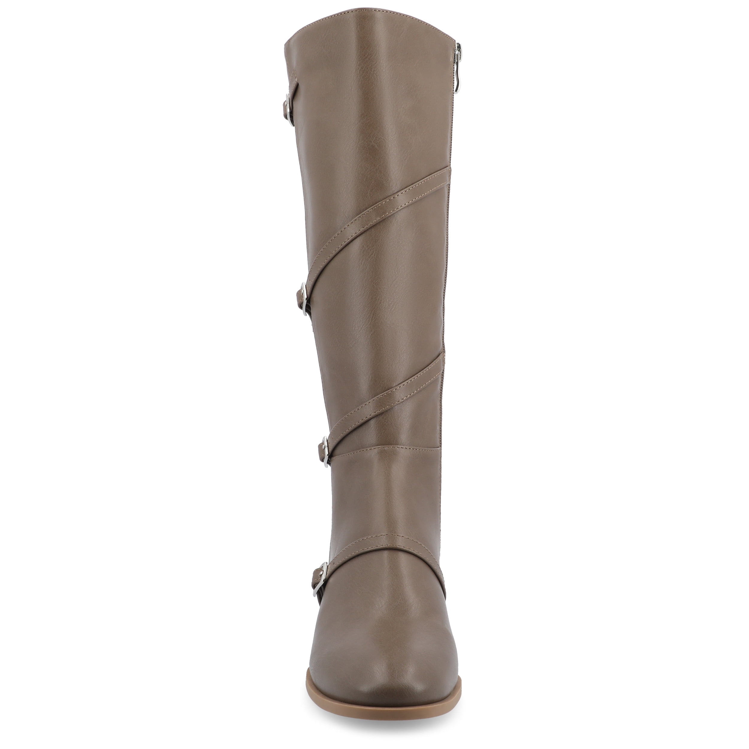 Journee Womens Elettra Stacked Block Heel Round Toe Boots