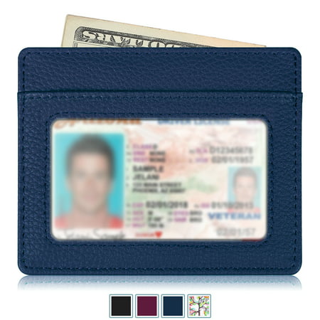 Credit Card Holder with ID Window - RFID Blocking PU Leather Ultra Slim Wallet Credit Card Case Sleeve, (Best Credit Card Malaysia 2019)