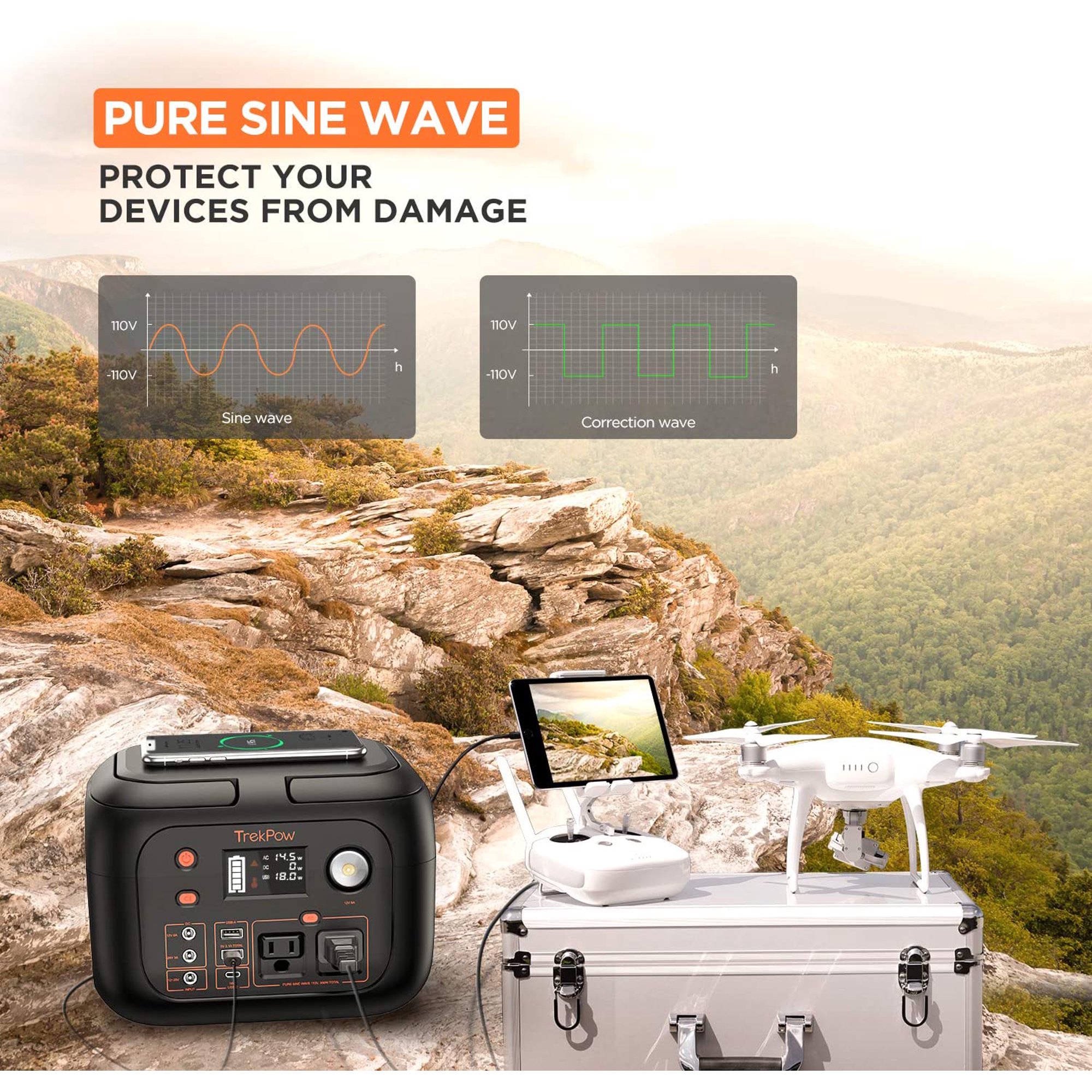 Portable Power Station, TrekPow 296Wh 80000mAh Solar Generator 