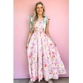thumbnail image 2 of Women's Pink Floral Print Knotted Shoulder Smocked Maxi Dress for Summer | [ZhiHiMeRi] | (US 16-18)XL, 2 of 11