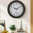 thumbnail image 2 of AOOOWER 12inch Retro Wall Clock Thermometer Hanging Time Clock Decorative Crafts, 2 of 14
