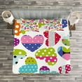 thumbnail image 3 of Ambesonne Colorful Quilted Bedspread Set 3 Pcs, Heart Patches and Dots, Queen Size, Multicolor, 3 of 3
