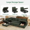 thumbnail image 6 of Marrber 111” Green Reversible U Shaped Spacious Sectional Sleeper Sofa with Pull Out Bed and Storage, Corduroy Tufted, 6 of 9