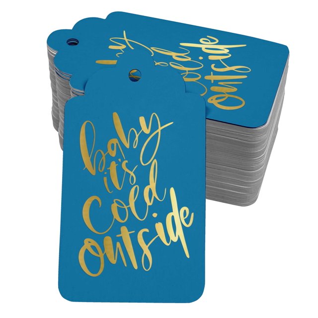 Inkdotpot Gold Foil Paper Hang Tags Baby It's Cold Outside Baby Shower Favor Tags 50 Pack