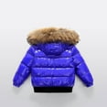 thumbnail image 4 of Boys Girls Winter Coat Padded Parka Jacket Thicken Puffer Jackets Coats Kids Teen Faux Fur Hooded Winter Down Windbreaker Snow Jacket Warm Windproof Outwear with Zipper and Pocket Blue 6-7Years, 4 of 4