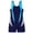 Blue, variant on Krdevn Color Block Sleeveless Athletic One Piece Swimsuit for Pool Beach Trips (Little Girls, Big Girls),15-16 Years