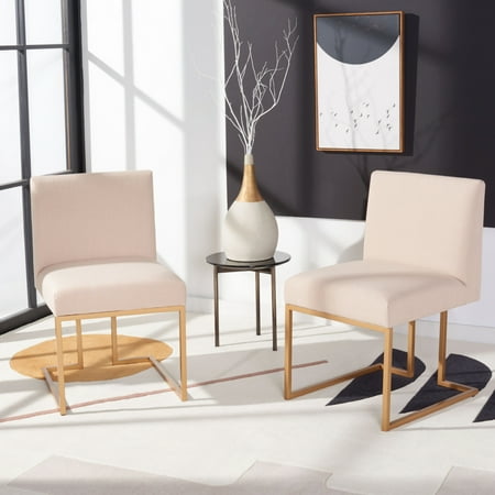 SAFAVIEH Ayanna Modern Accent Side Chair Beige/Gold Set of 2