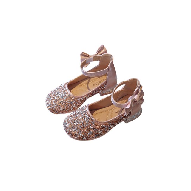 UKAP Chaussures de Robe pour Fille Chaussures de Princesse avec Strass Bride Cheville Plates Sandales Mary Jane Mignonnes Roses 13C