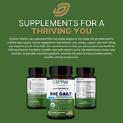 Grow Vitamin One Daily Multivitamin for Men - Energy Support, Whole Food Vitamins & Minerals, Non-GMO, 90 Capsules