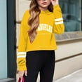 thumbnail image 2 of FAOWME Vacation Kids Casual Loose Active Full Sleeves Hoodies Sweatshirts Hooded Short Pullover Letter Print Striped Teen Crop Tops Girls Tops Yellow 6-7 Years, 2 of 4