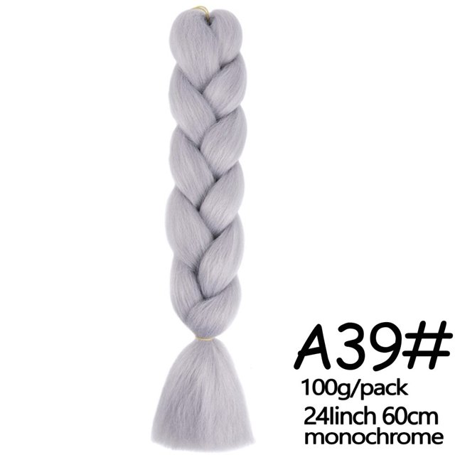 MISSQUEEN-Extensión de cabello trenzado sintético Jumbo para mujer, trenzas de color rosa, morado y amarillo, 24 pulgadas