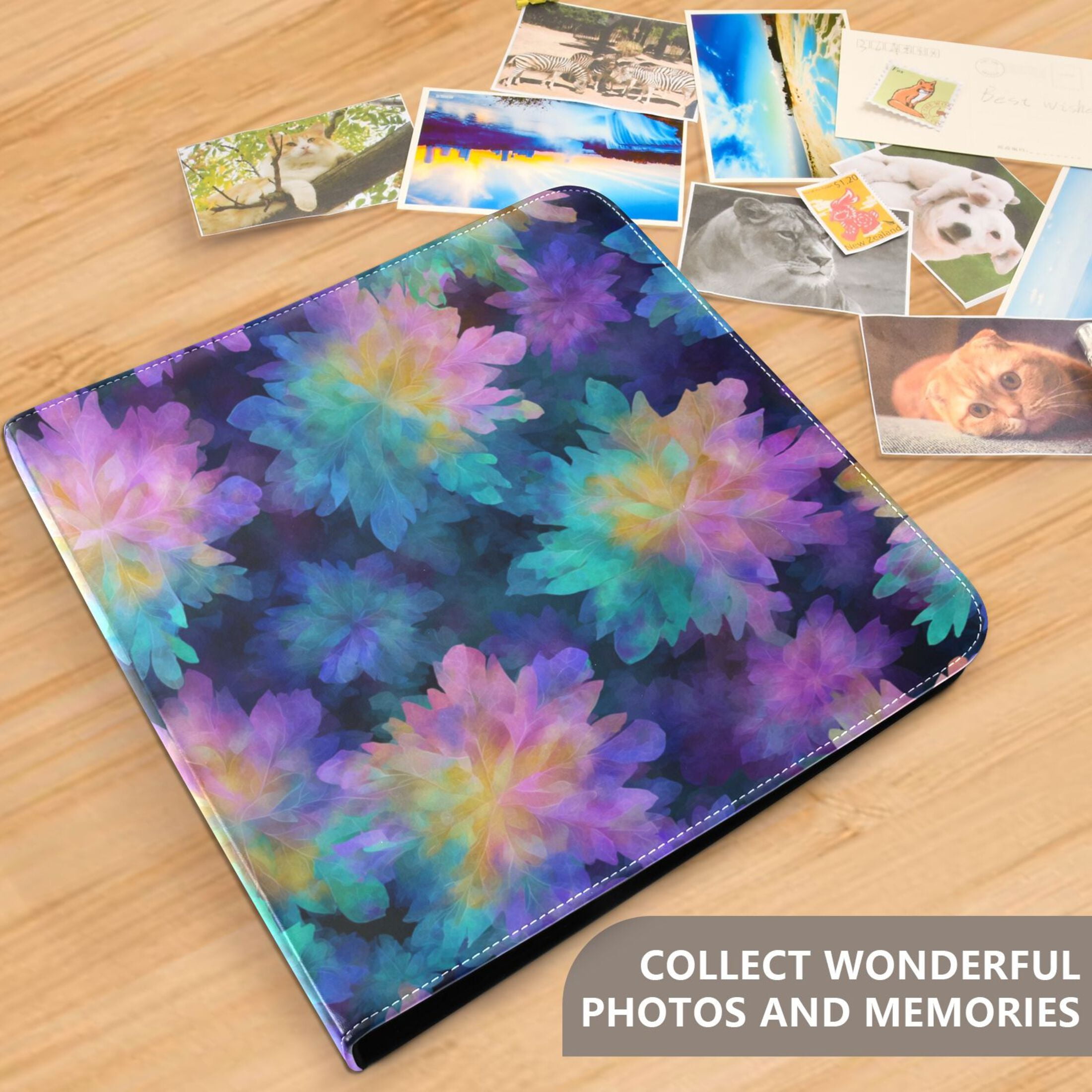 Photo Album Leather Photo Album 11.8x11.2x1.5 Inch Bookshelf Photo Album Photo Album Photo Store Scrapbook Photo Album Purple Tie-dye