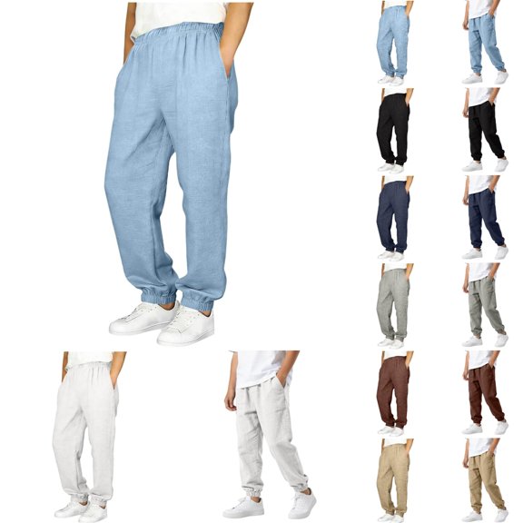 Boys Sweatpants Open Bottom Athletic Baggy Straight Leg Pants Casual Drawstring Waist Joggers with Pockets Navy Size 14-15 Years