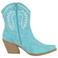 thumbnail image 3 of Forever Women Ankle Western Boots Stacked Block Heels Stitched Cowgirl Cowboy Booties Pointed Toe Side Zipper CEREEK-02 Green Blue Turquoise 6.5, 3 of 3