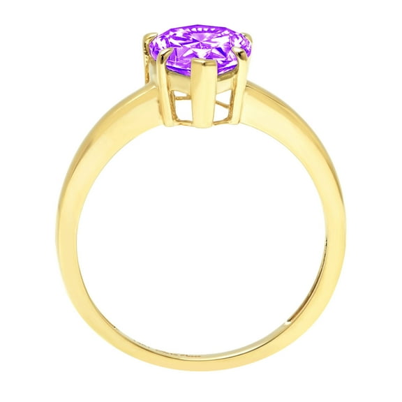 1.5 ct Pear Cut Natural Amethyst Solitaire Engagement Ring for Women in 18K Yellow Gold