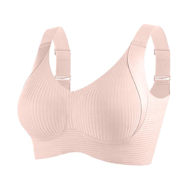 WZXFASHION Sports Bras For Women Comfortable Ribbed Wireless Bralettes Adjustable Padded Everyday Bra Bra Pink L