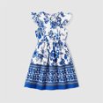 thumbnail image 2 of PatPat Family Matching Allover Floral Print V Neck Flutter-sleeve Dresses and Short-sleeve Striped T-shirts Sets, 2 of 10