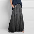 thumbnail image 2 of Edvintorg Maxi Skirts for Women Summer Csual Loose Outfits Fashion Women's Cowboy Comfortable Stretch Plus Size Skirt with Pockets (with Buttons) Gray S, 2 of 5