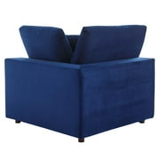 Modway Commix Down Filled Overstuffed Performance Velvet 4-Piece Sectional Sofa in Navy