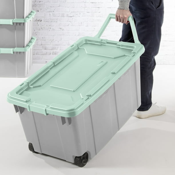 Sterilite, 40 Gal./151 L Wheeled Industrial Tote, Classic Mint