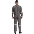 thumbnail image 2 of Haitryli Men's Long Sleeve Cotton Coverall Reflective Strips One Piece Jumpsuit with Pockets Grey 5XL/195, 2 of 5