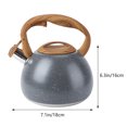 thumbnail image 3 of EeaseCA 1Pc 2.8L Antique Stainless Steel Wooden Handle Flat Bottom Whistling Kettle Boiling Tea Kettle (Grey, The Outer Packing for 3L), 3 of 8