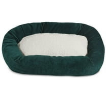 Majestic Pet Sherpa Villa Velvet Bagel Pet Bed for Dogs, Calming Dog Bed Washable, Medium, Marine