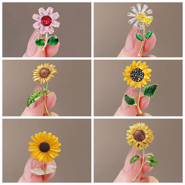 Broche de girasol para mujer, exquisito ramillete para traje, elegante broche para abrigo, accesorios