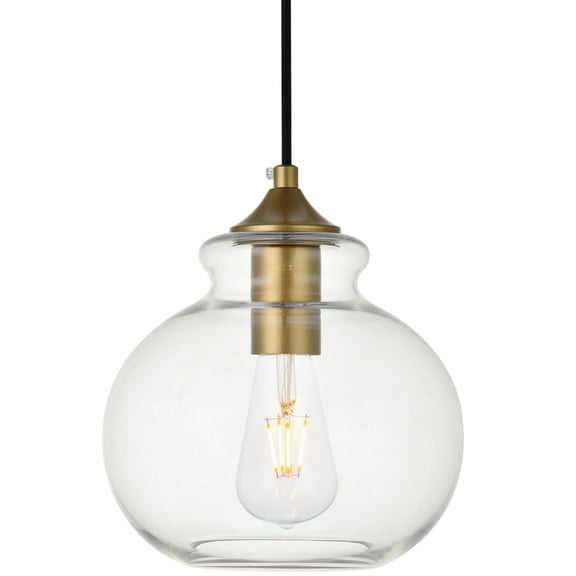 Destry 1 Light Brass Pendant With Clear Glass