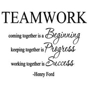 Vwaq Teamwork Coming Together Is A Beginning Wall Decal Henry Ford Quote (17H X 22W Black)