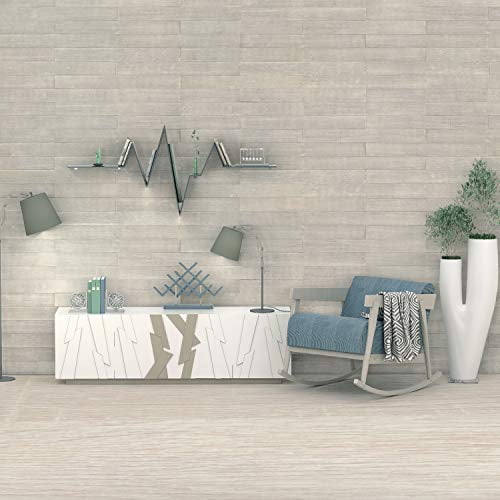 Easy Peel & Stick DIY Real Distressed Wood Wall Plank or Panel - 12 Pieces - 19.50 SF - Large 5" x 46.5" (WP-012C Rustic Light Grey)