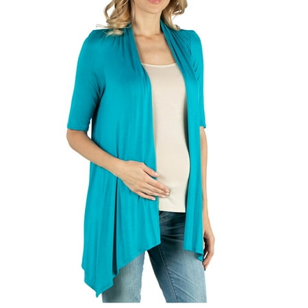 

24seven Comfort Apparel Loose Fit Open Front Maternity Cardigan with Half Sleeve M011341 Made in USA