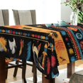 thumbnail image 5 of Yayeee Tablecloths 60" x 60" Rectangle Wrinkle Resistant Party Table Cover, Orange Geometric, 5 of 8
