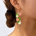 thumbnail image 2 of Elegant Flower Dangle Drop Hook Earrings for Women Acrylic Resin Pink Floral Leaf Long Tassel Chain Dangling Hook Earring Statement Fashion Summer Accessories Jewelry for Her Girlfriend, 2 of 6