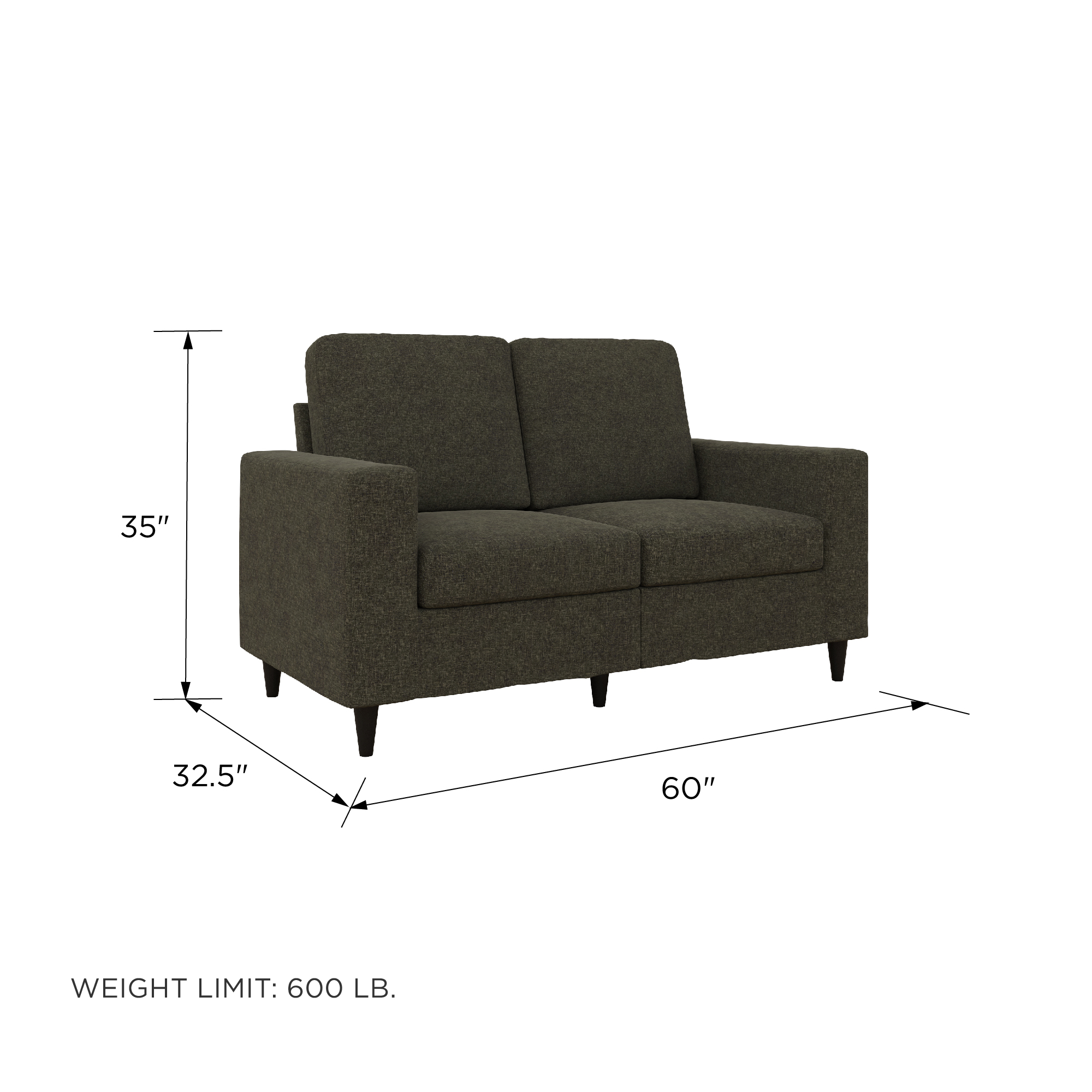 DHP Cooper Loveseat 2 Seater Sofa, Gray Linen - image 14 of 17