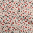 thumbnail image 1 of oneOone Georgette Viscose Red Fabric Floral Sewing Material Print Fabric By The Yard 42 Inch Wide, 1 of 5