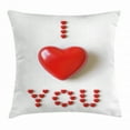 thumbnail image 1 of I Love You Throw Pillow Cushion Cover, 3D Illustration of a Heart Lays in Between Words Made with Heart Shaped Font, Decorative Square Accent Pillow Case, 16 X 16 Inches, Red White, by Ambesonne, 1 of 2