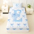 thumbnail image 4 of Erosebridal Bow Letter E Twin Sheet Sets for Girls Kids, Blue Watercolor Bedding, 3 Pieces, 4 of 6