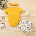 thumbnail image 3 of Vedolay Girl Short Sets Kids Girls Shorts Sets Colorful Striped Print Tops Button Shorts Outfits,Yellow 6-9 Months, 3 of 5